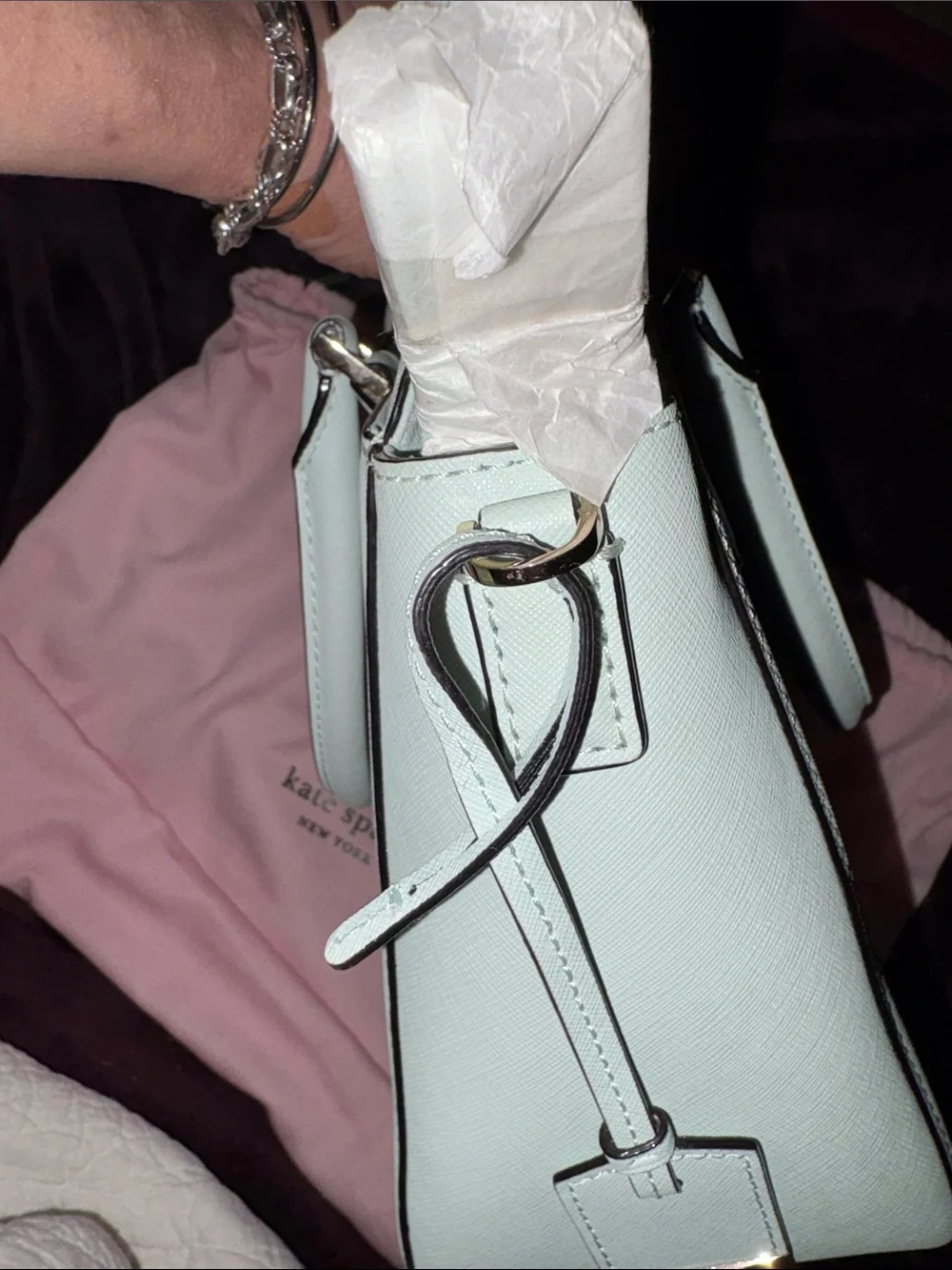NWT KATE spade CAMERON New York PALE GREEN Structured Leather Satchel